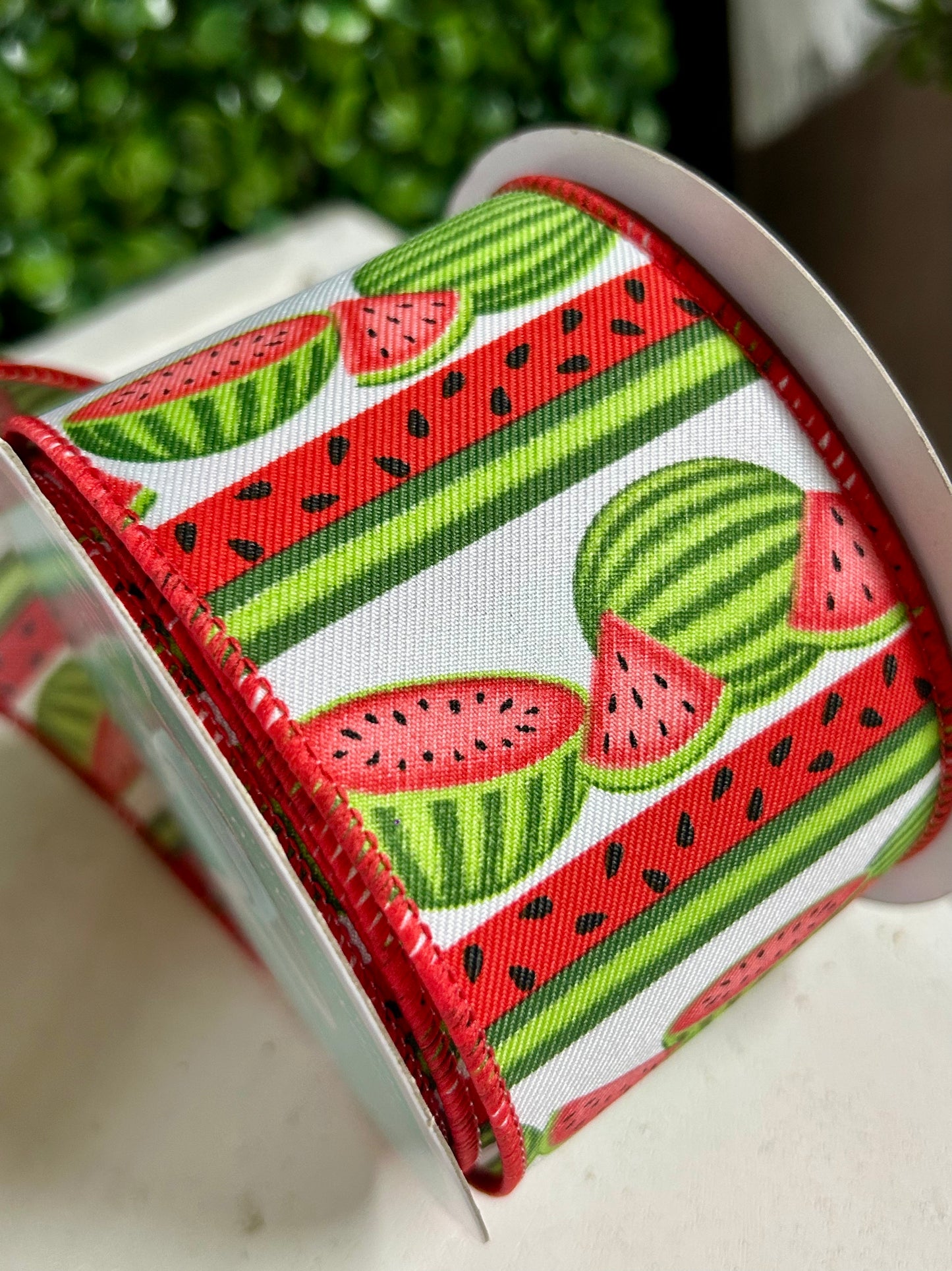 2.5 Inch By 10 Yard Watermelon Stripe Ribbon