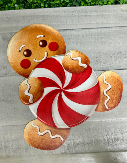 12 Inch Red White And Brown Gingerbread Candy Sign