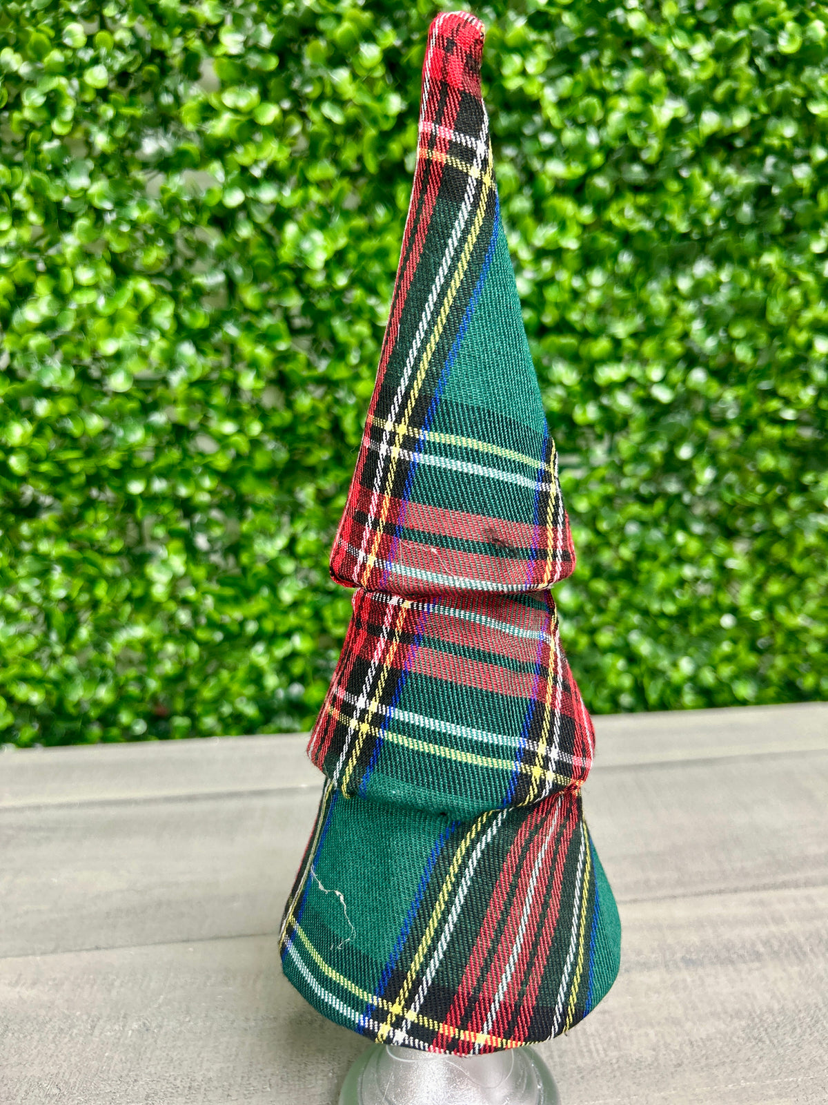 11.5 Inch Green And Red Plaid Tree Table Top Decor