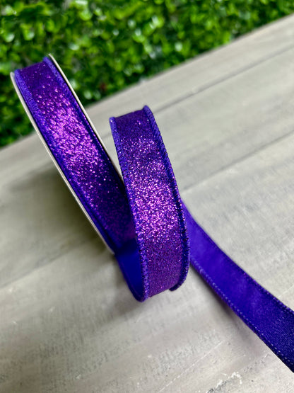 5/8 Inch By 10 Yard Purple Shimmer Glitter Ribbon