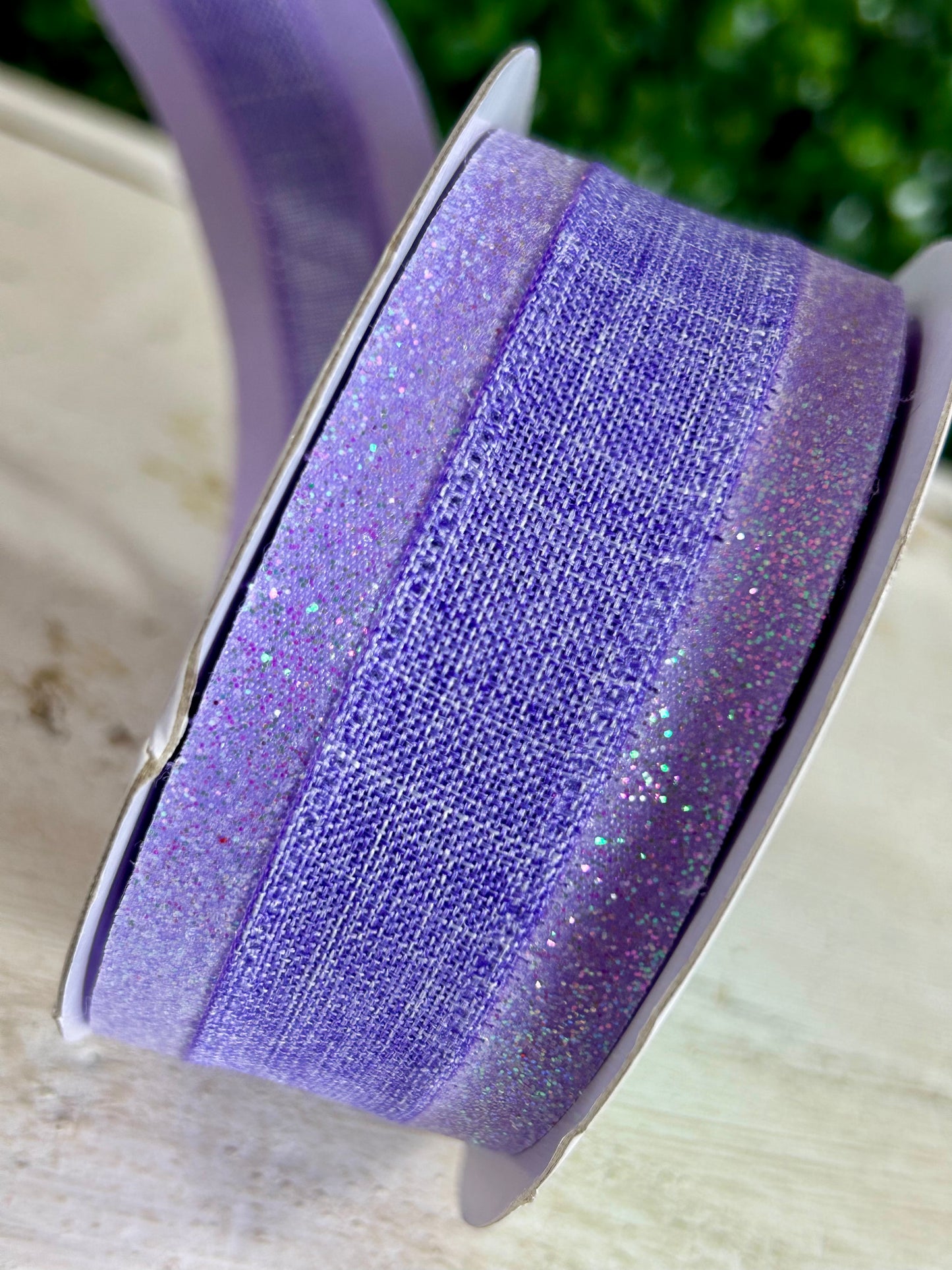 1.5 Inch By 10 Yard Lavender Iridescent Royal Burlap Glitter Ribbon