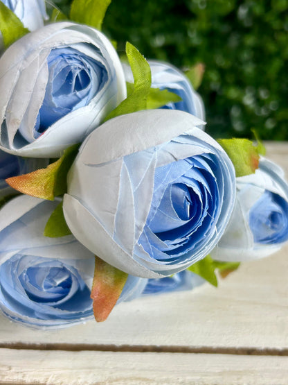 16.5 Inch Light Blue Ranunculus Bush
