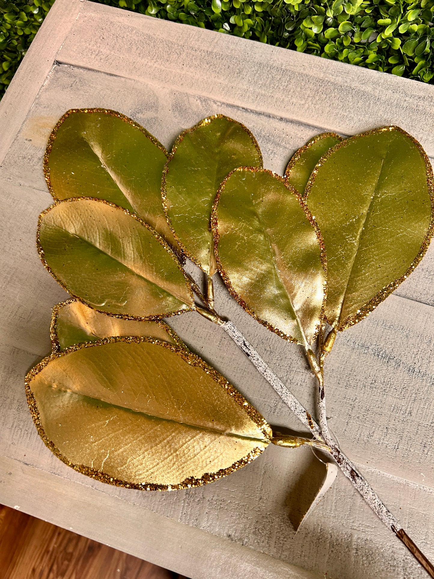 24 Inch Gold Magnolia Leaf Spray