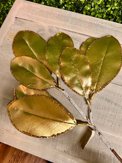 24 Inch Gold Magnolia Leaf Spray