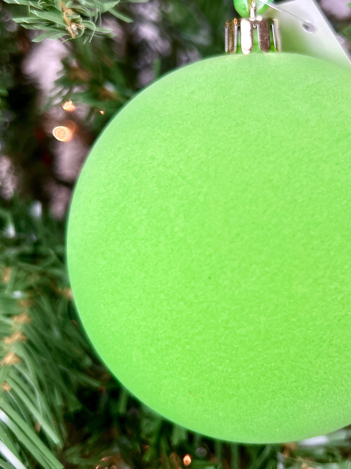4 Inch Apple Green Flocked Ornament Ball