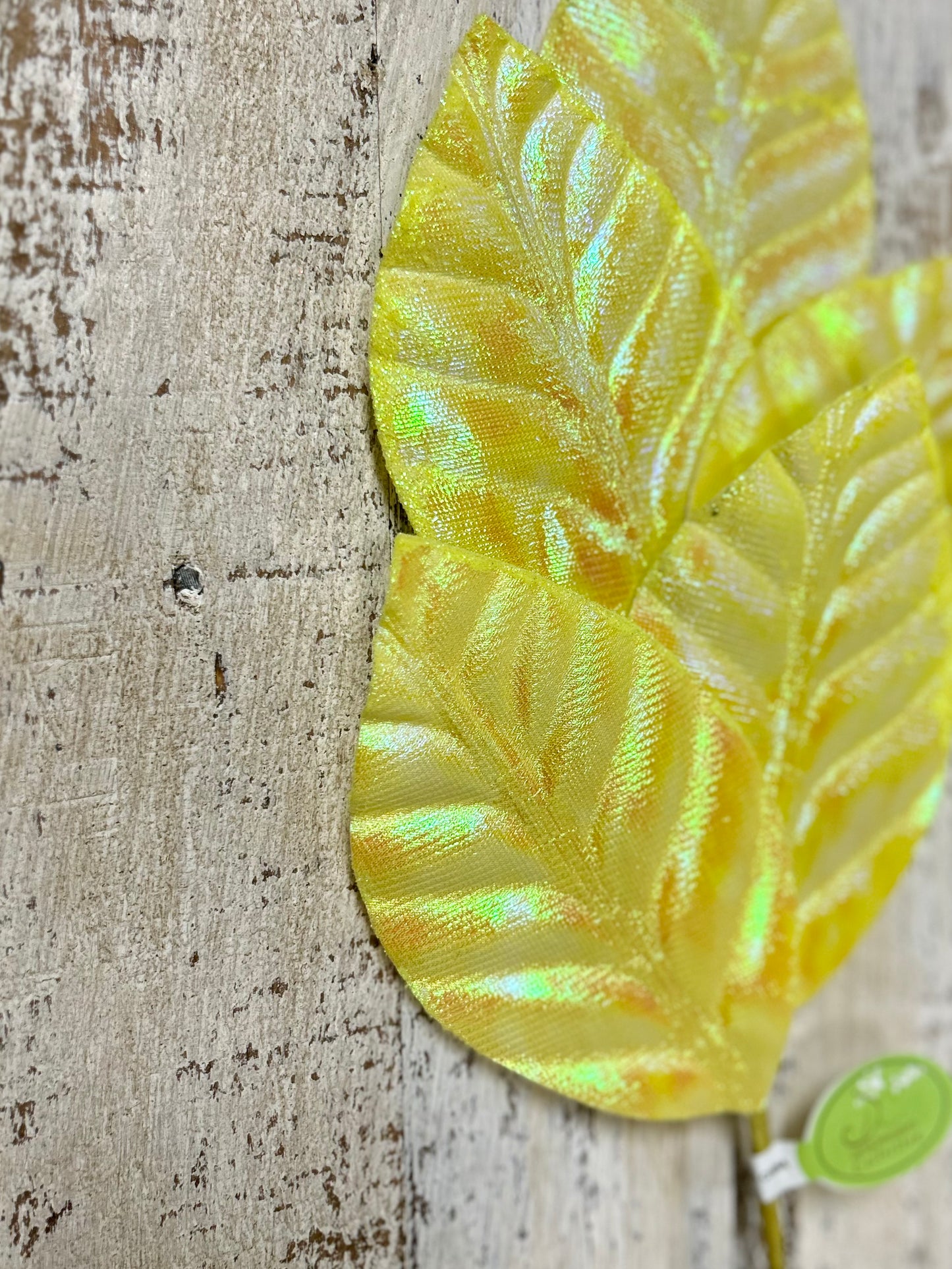 19 Inch Yellow Iridescent Magnolia Leaf Spray