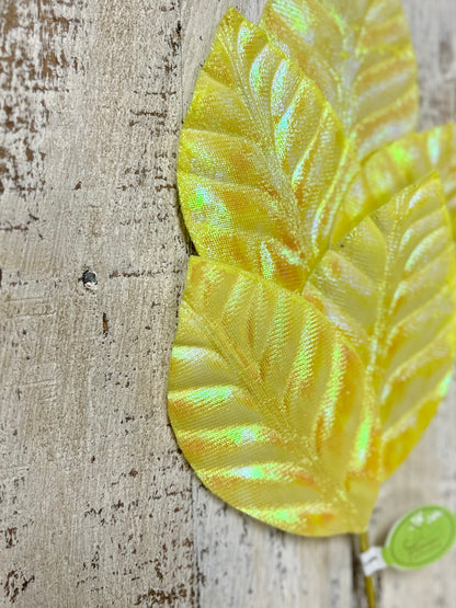 19 Inch Yellow Iridescent Magnolia Leaf Spray