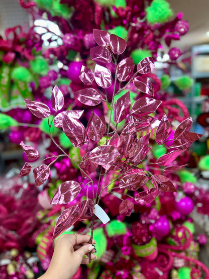 23 Inch Pink Metallic Ficus Spray