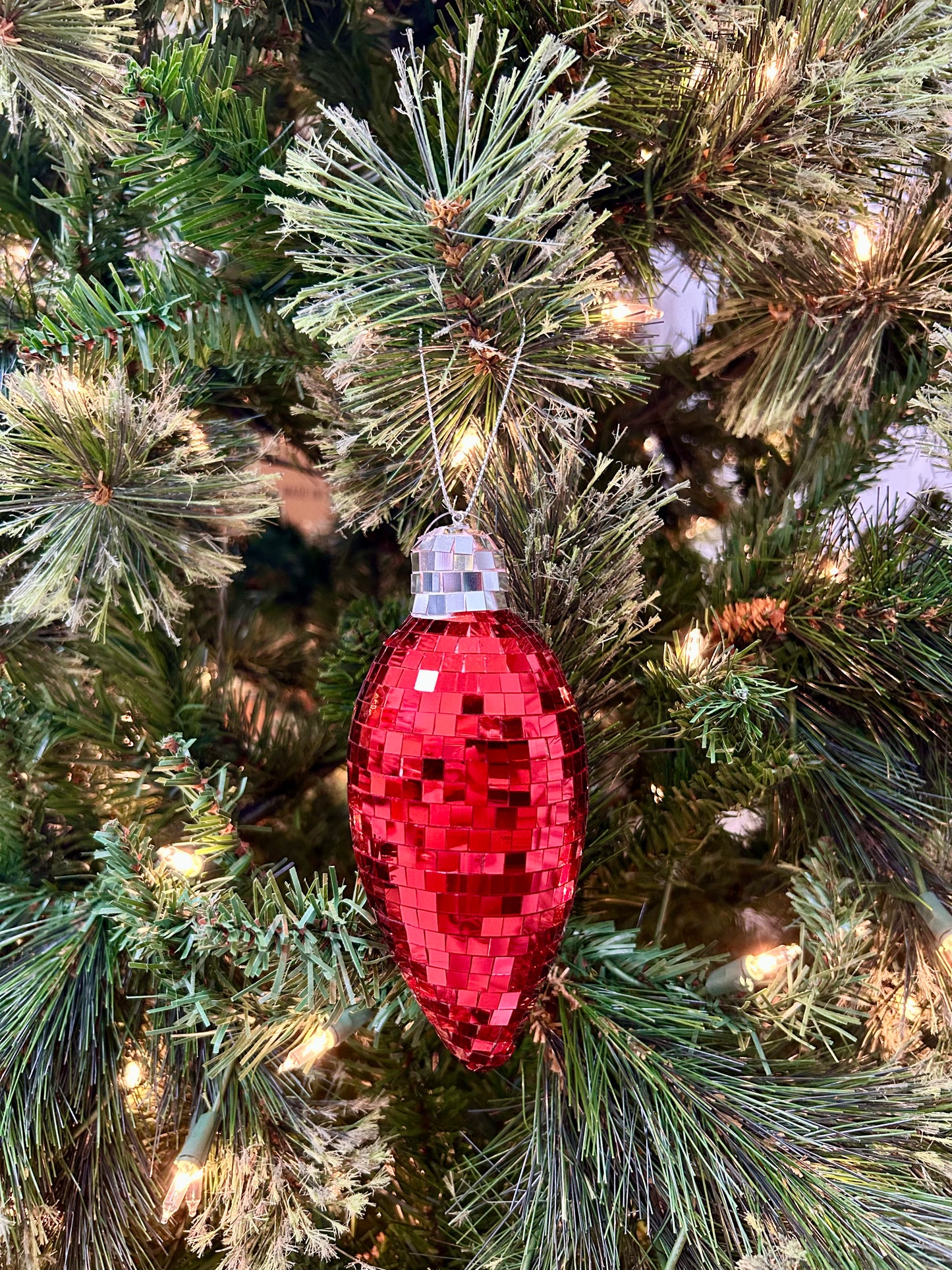 5.5 Inch Red Mirror Light Bulb Ornament