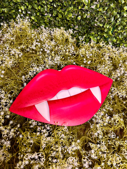 12 Inch Vampire Lips Metal Embossed Sign