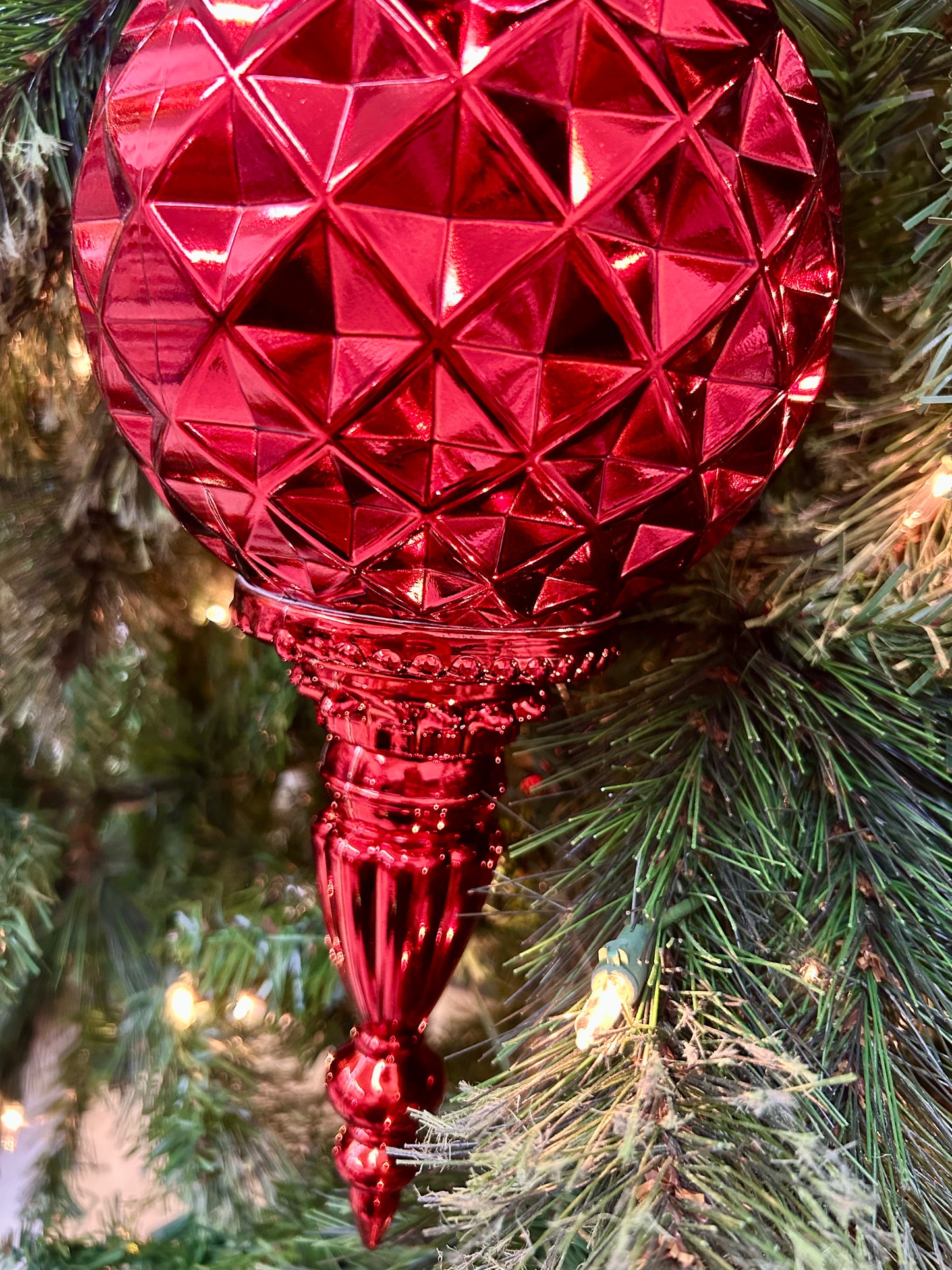 18 Inch Red Diamond Check Finial Ornament