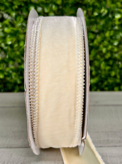 1.5 Inch By 10 Yard Cream Deluxe Velvet With Satin Backing Ribbon