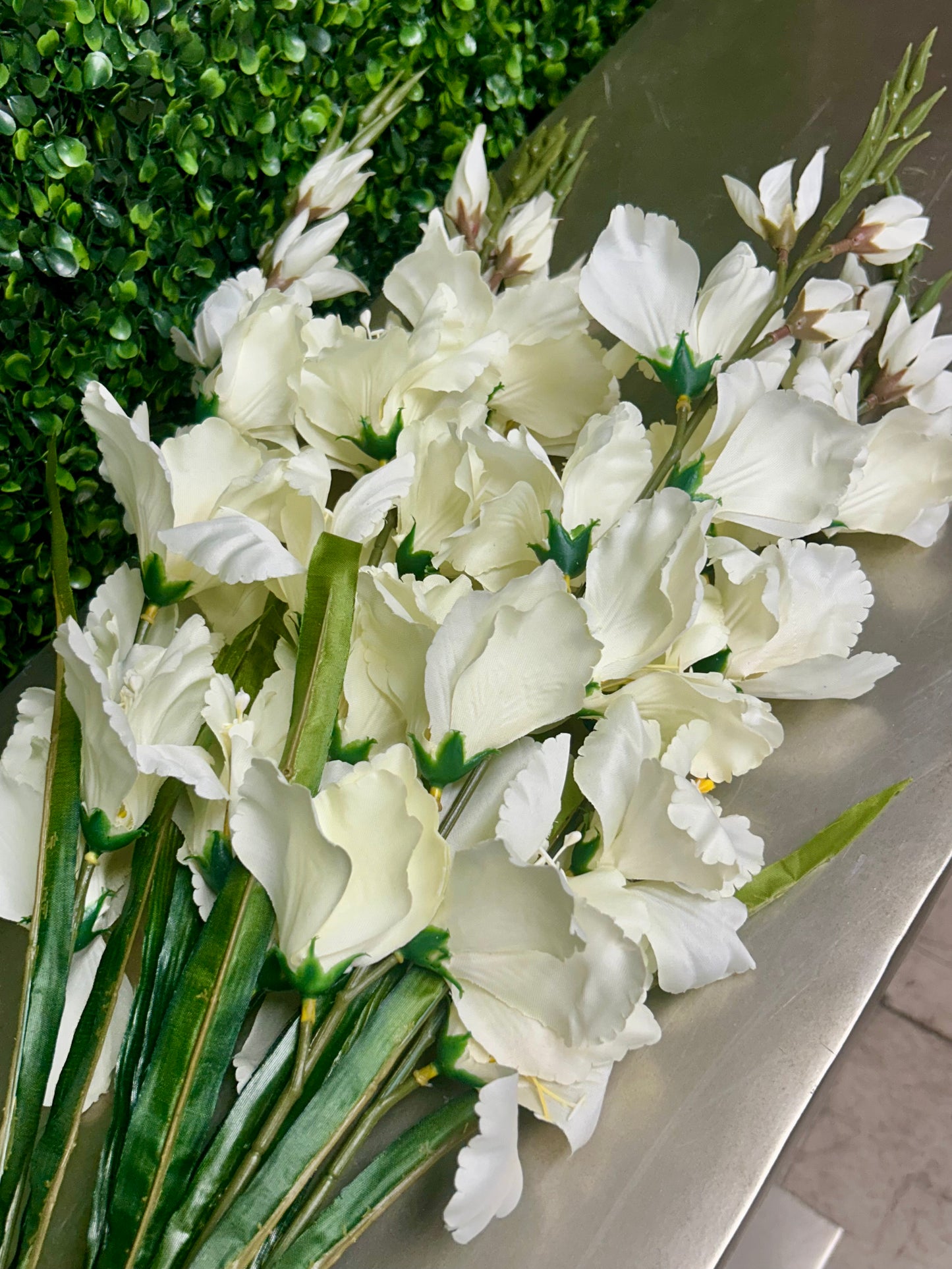 32 Inch White Gladiolas Bush
