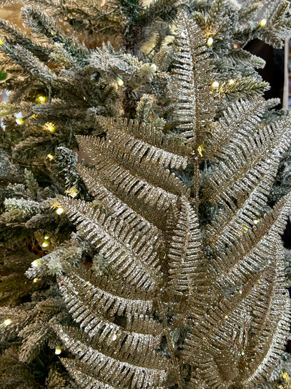 34 Inch Champagne Glitter Forest Fern Spray
