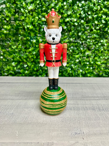 7.5 Inch White Terrier Nutcracker Resin Décor