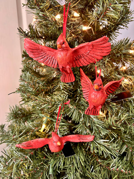 Resin Cardinal Ornaments Three Styles