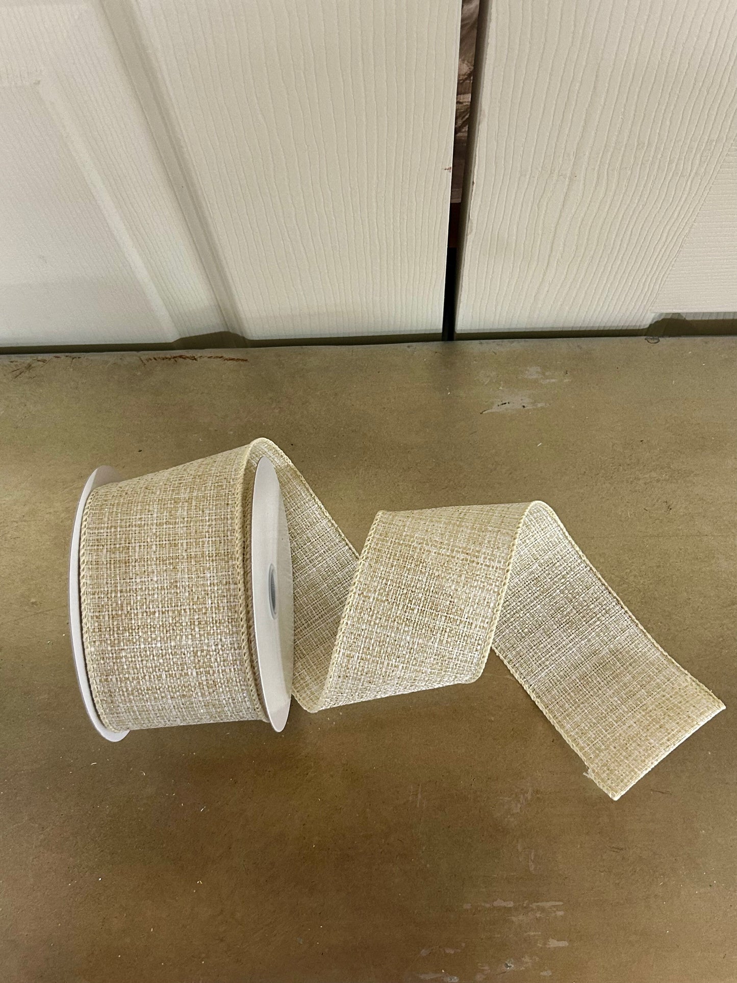 2.5 Inch By 10 Yard Ivory And Gold Glitter Metallic Tweed Ribbon