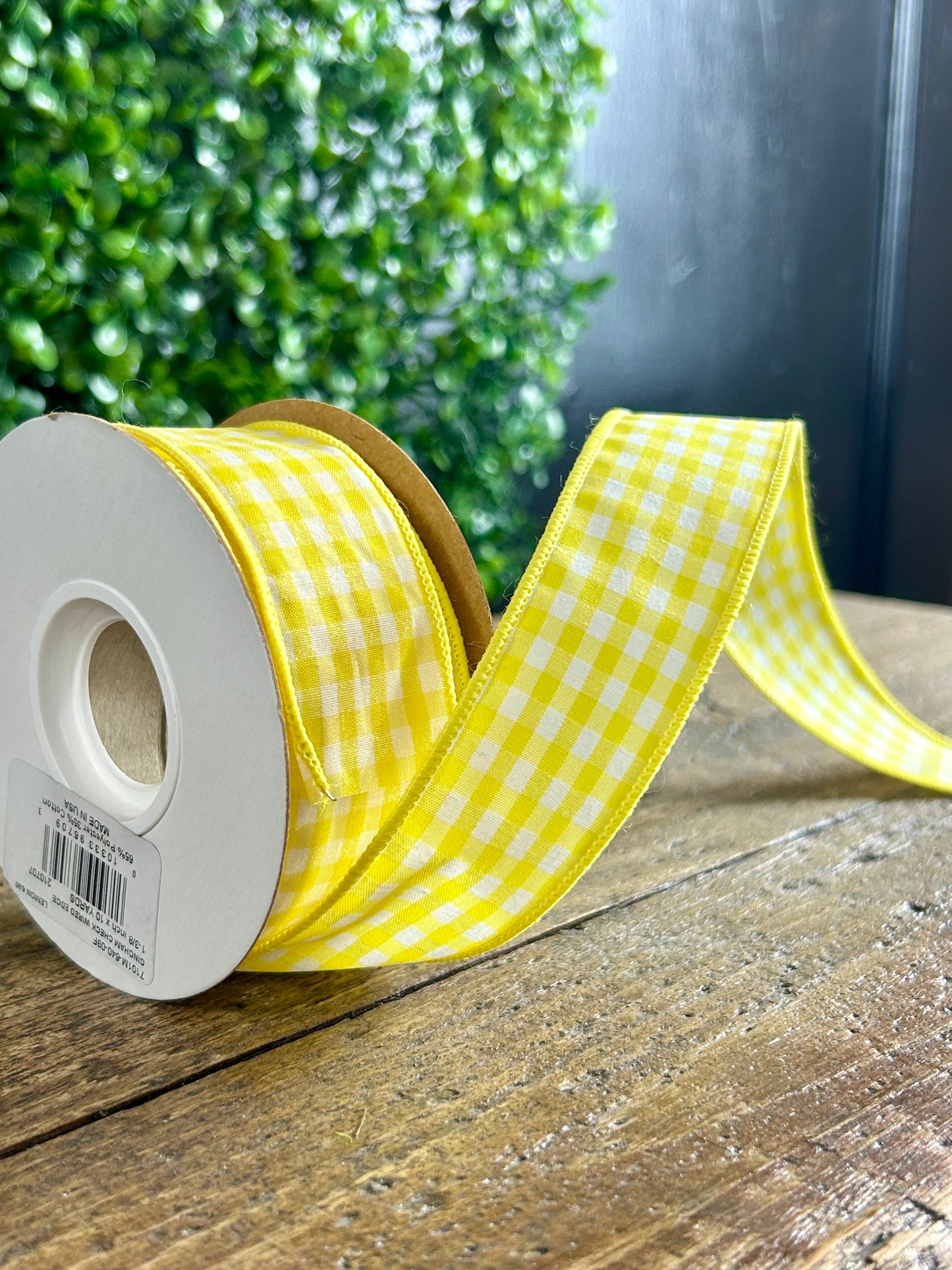 1.5 Inch By 10 Yard Yellow Gingham Check Ribbon