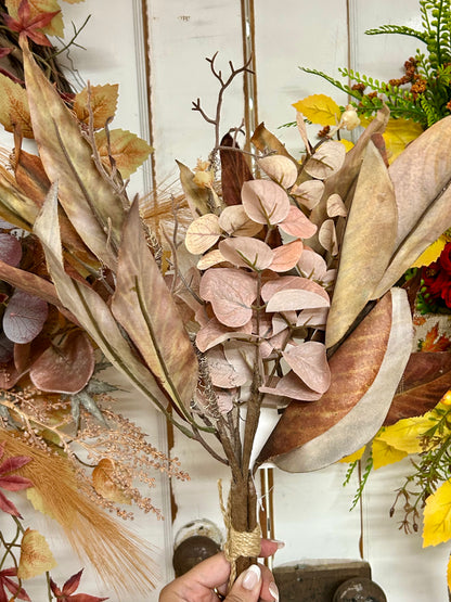 16 Inch Brown Eucalyptus Leaves Bush