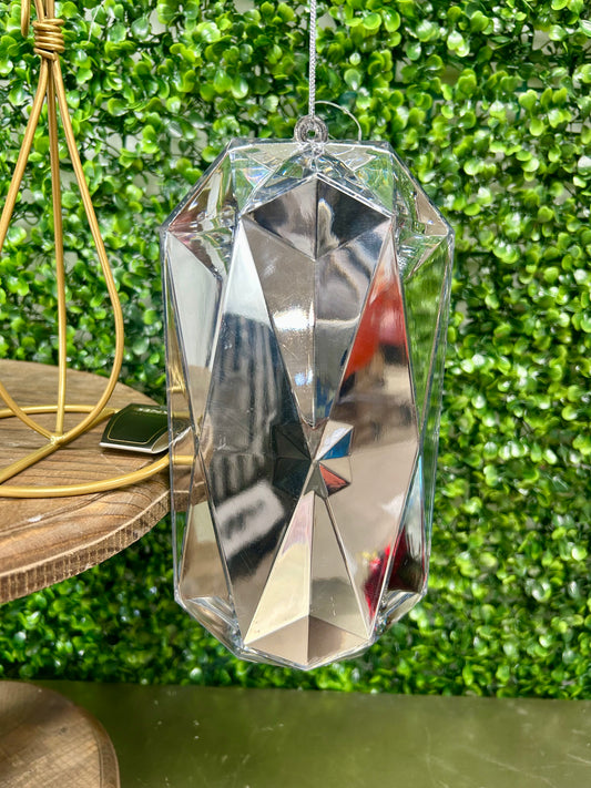 8 Inch Silver Acrylic Rectangle Diamond Ornament