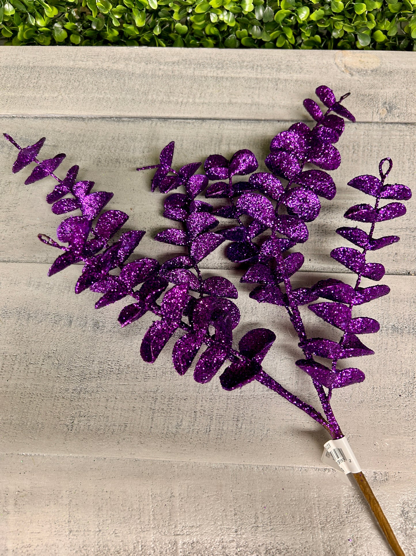 17 Inch Purple Glitter Eva Eucalyptus Pick
