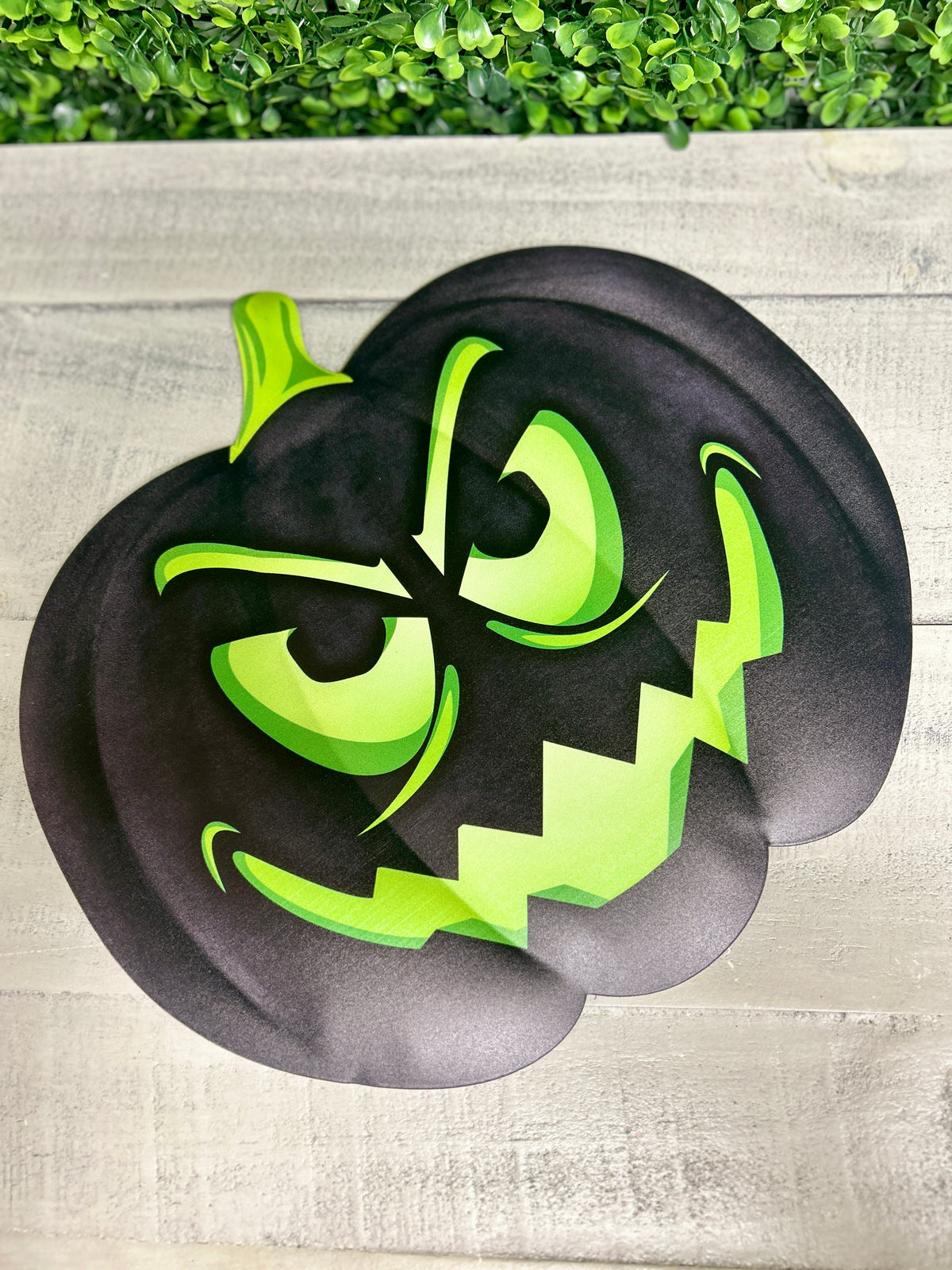 12 Inch Black And Green Embossed Jack-O-Lantern Sign