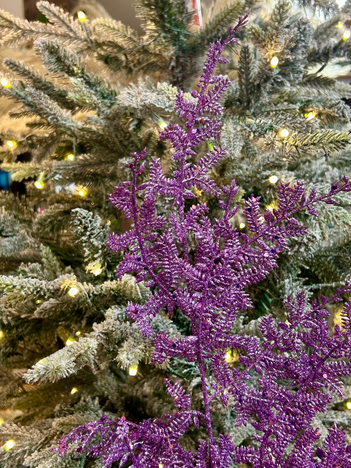 29 Inch Purple Glittered Fern Spray