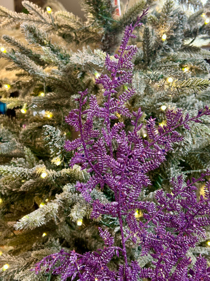 29 Inch Purple Glittered Fern Spray