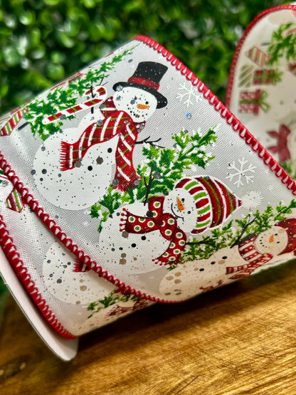 2.5 Inch By 10 Yard Snowmen And Presents Ribbon