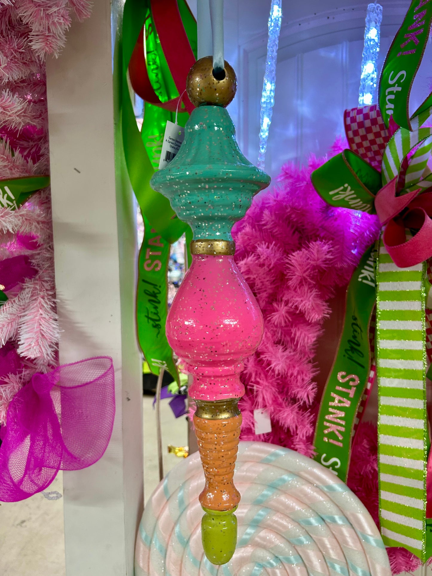 17 Inch Metal Holiday Candy Finial Ornament Two Styles