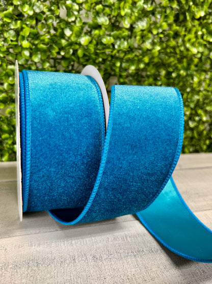 2.5 Inch By 10 Yard Teal Deluxe Velvet With Satin Backing Ribbon