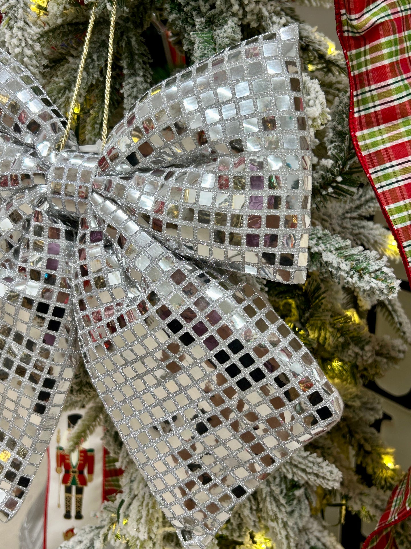 12 Inch Silver Bow Ornament