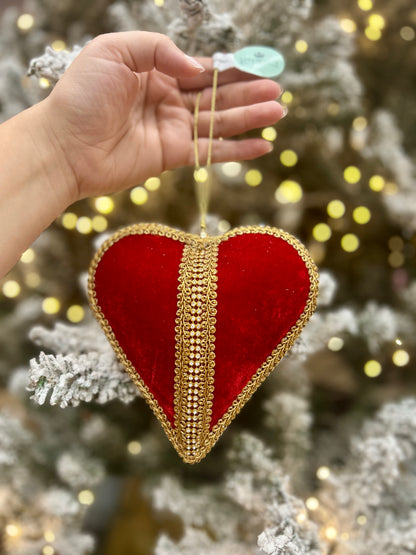 7 Inch Red Velvet Heart Ornament