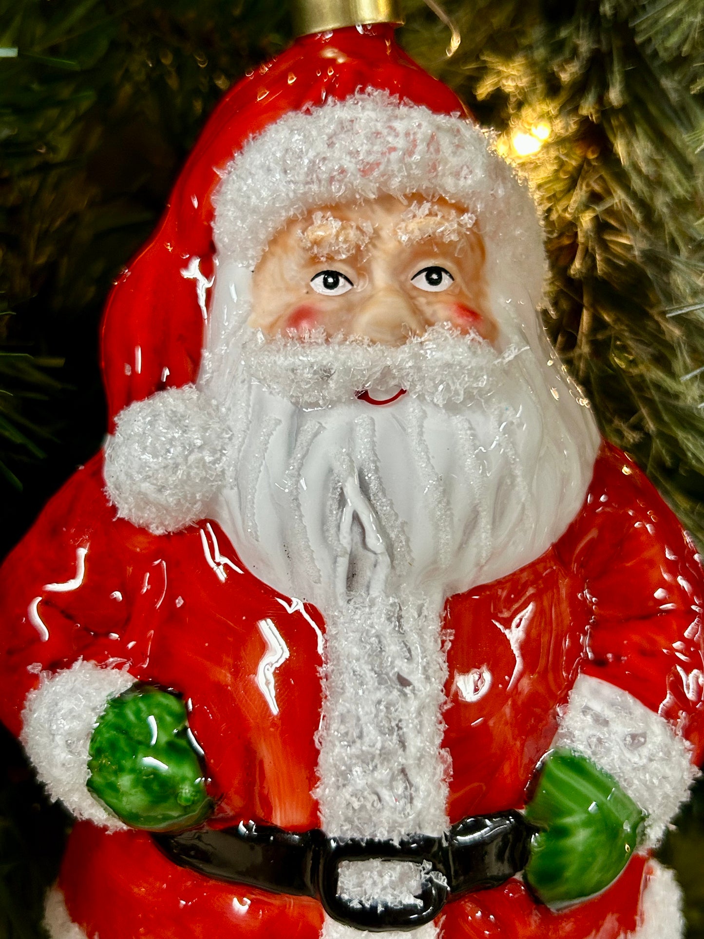 8 Inch Glass Santa Ornament
