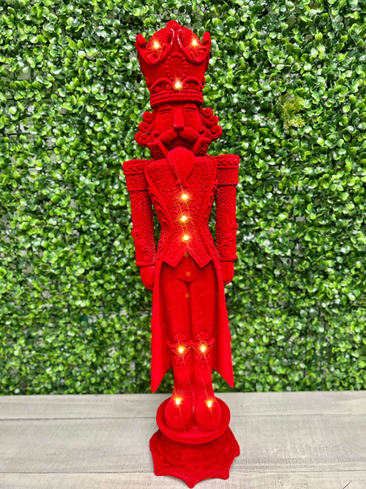 24 Inch Red Light Up Flocked Standing Nutcracker