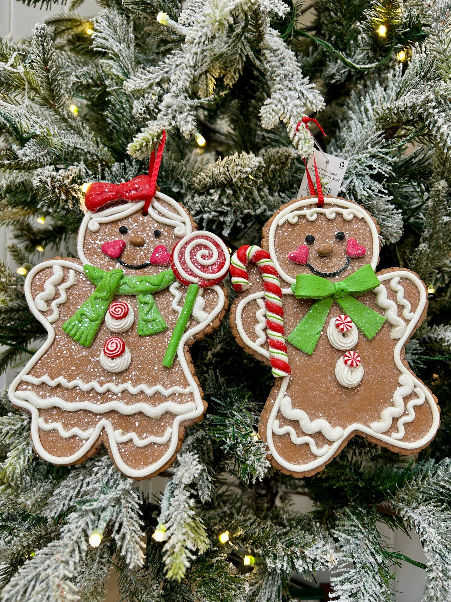 8 Inch Clay Dough Holiday Gingerbread Man Ornament Two Styles