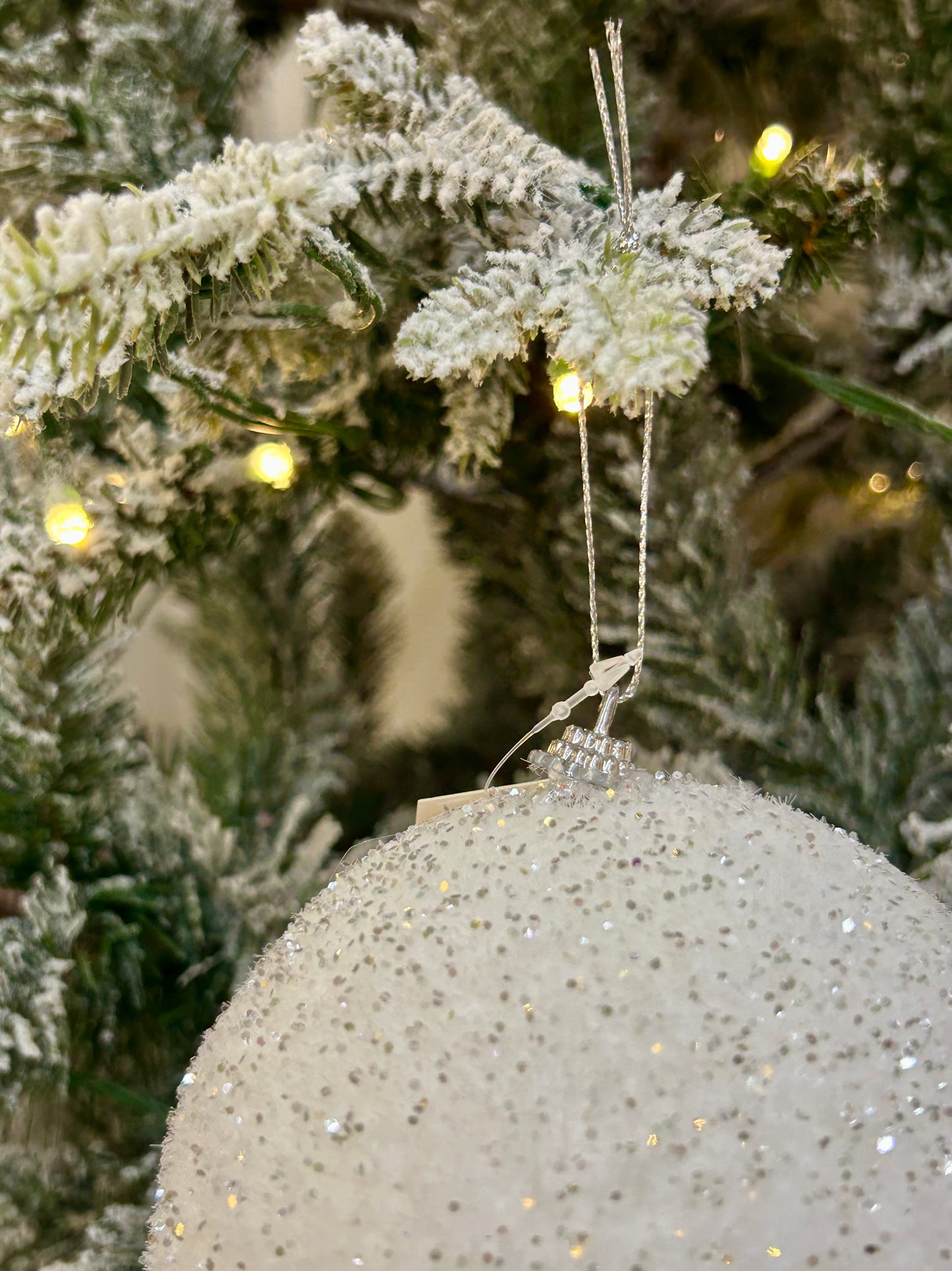 5 Inch White Snow Ball Ornament