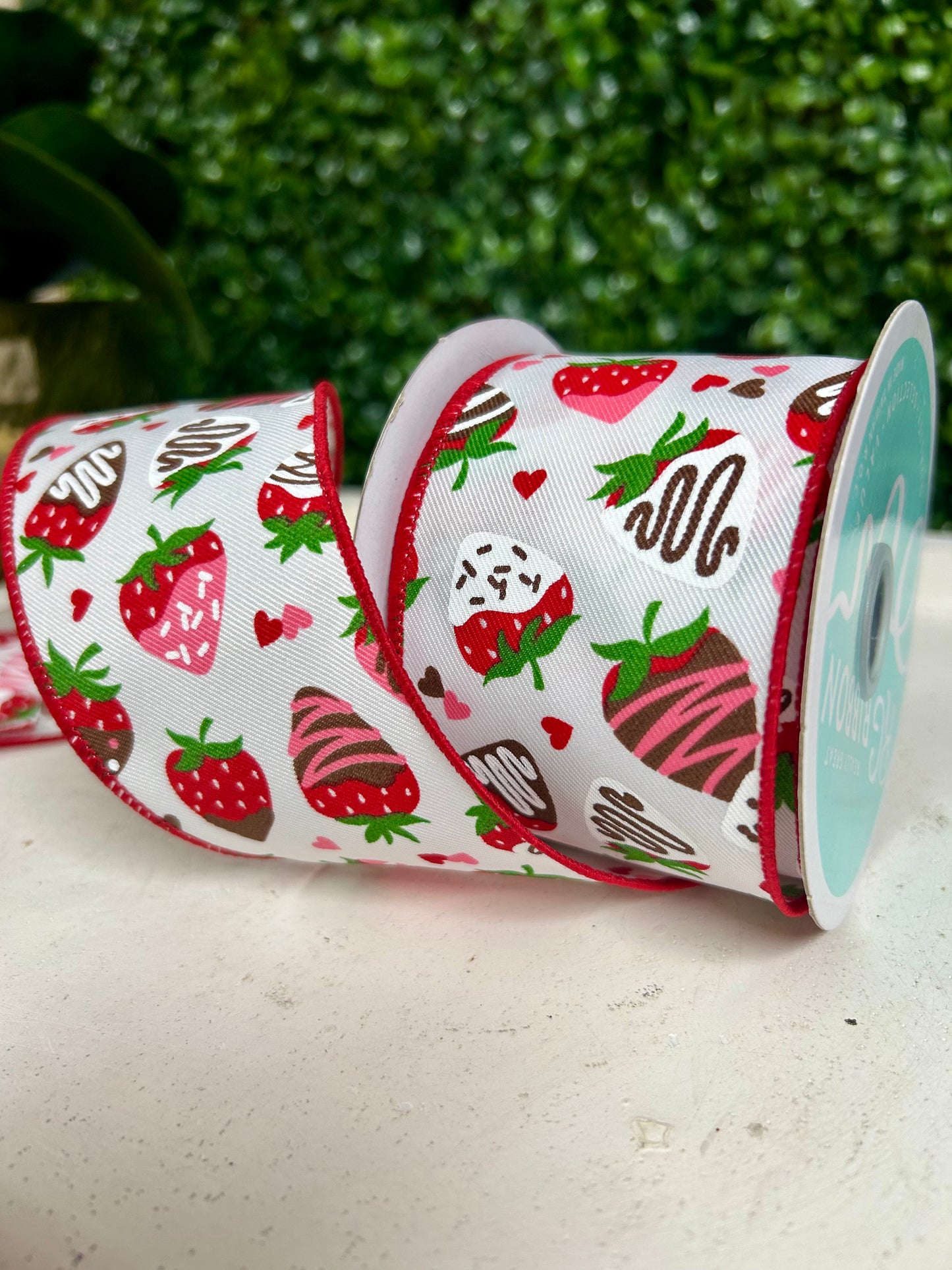 2.5 Inch By 10 Yard Chocolate Covered Strawberries Ribbon