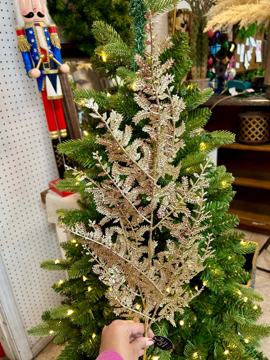 29 Inch Champagne Glittered Fern Spray