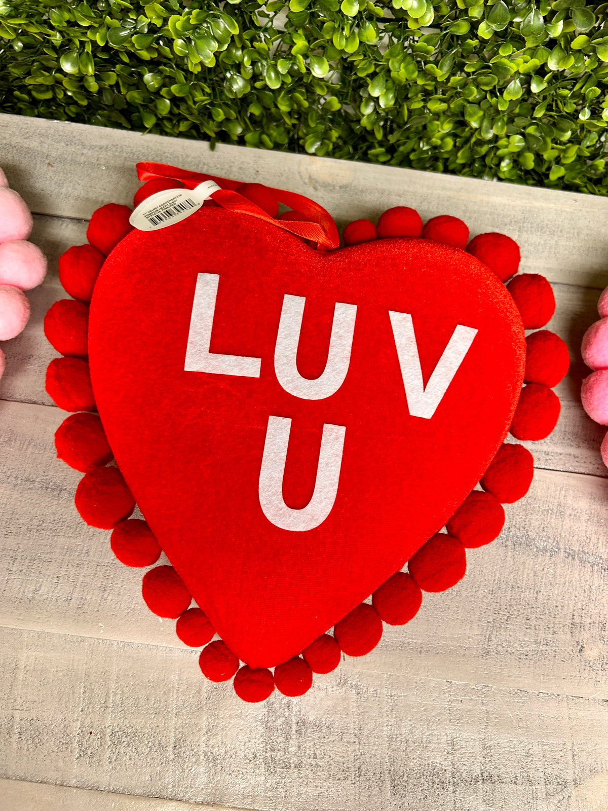 11 Inch Pink And Red Velvet Conversation Pompom Heart Three Styles