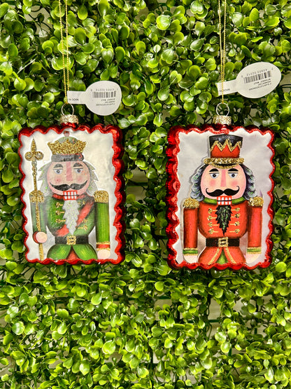 5 Inch Flat Nutcracker Glass Ornament Two Styles