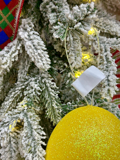 5 Inch Yellow Glitter Gumdrop Ornament