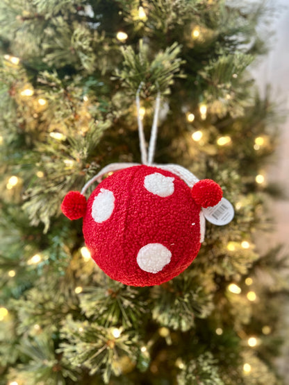 6 Inch Fuzzy Polka Dot Ball Ornament