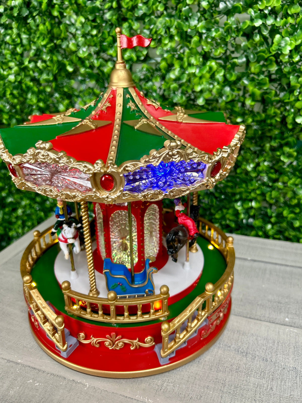 11.1 Inch Lighted Animated Holiday Carousel With Music