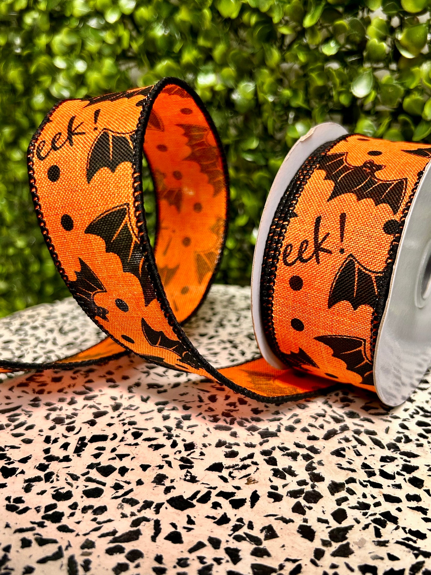 1.5 Inch By 10 Yard Bats On Orange Royal Ribbon
