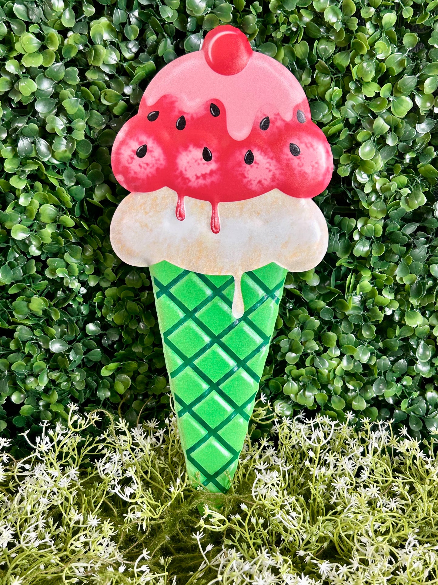 12 Inch Metal Watermelon Ice Cream Cone Sign