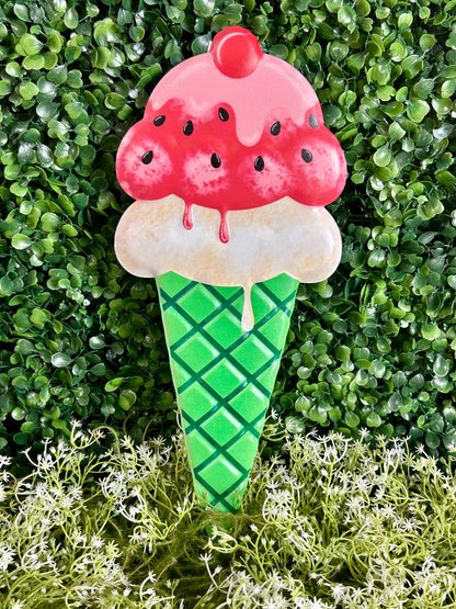 12 Inch Metal Watermelon Ice Cream Cone Sign