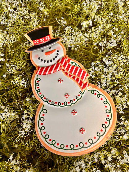 12 Inch Snowman Cookie With Stripe Scarf Metal Sign