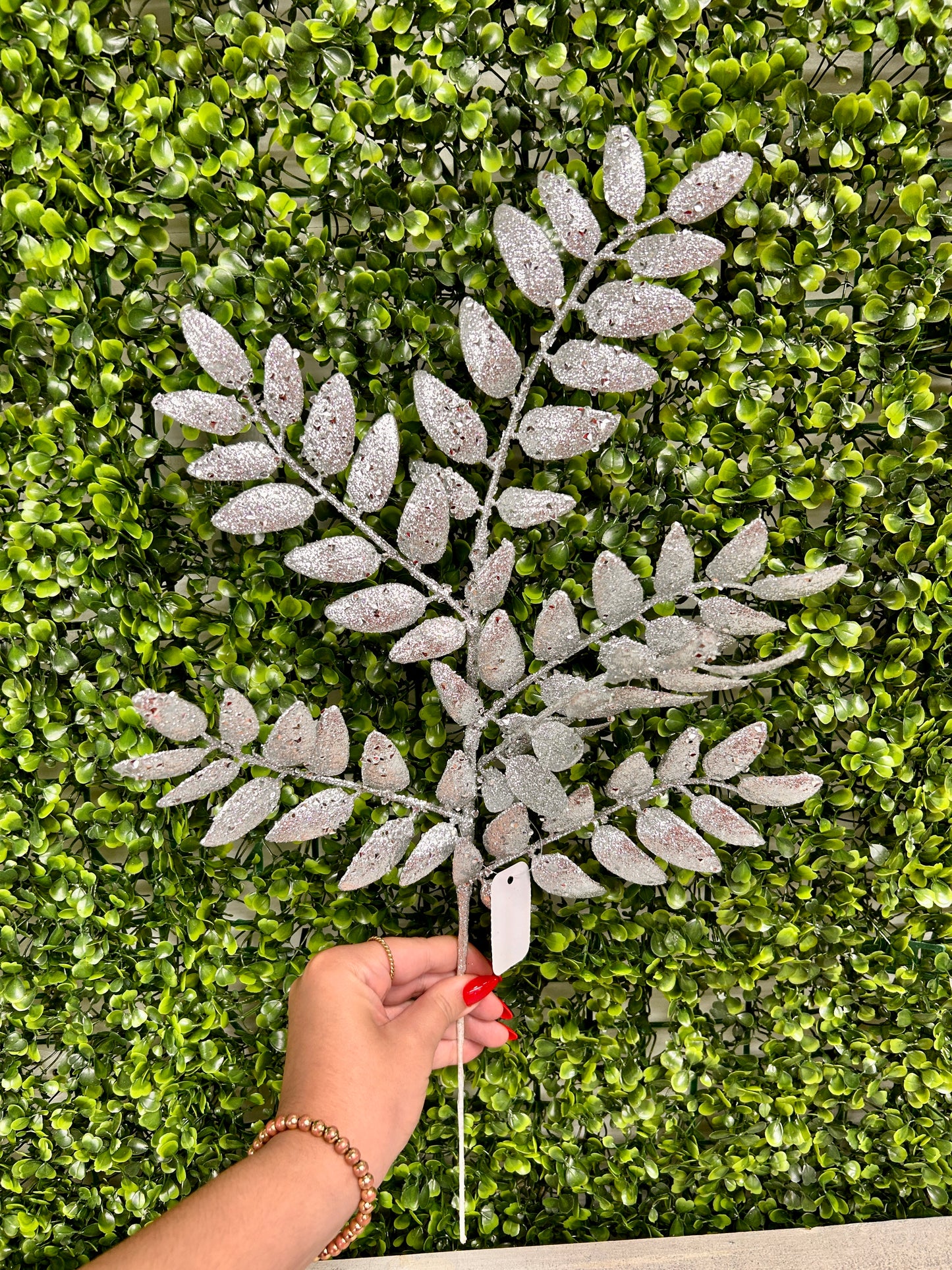 21 Inch Silver Glitter Honey Locust Spray