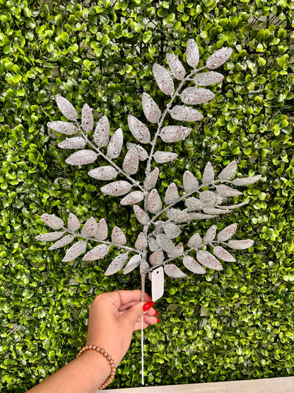 21 Inch Silver Glitter Honey Locust Spray